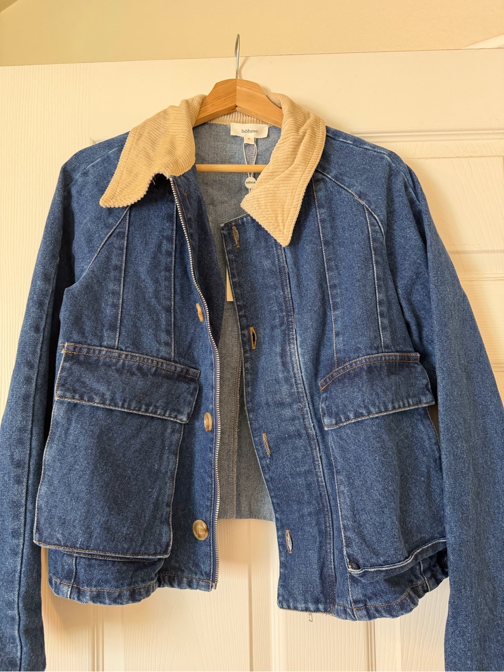 bohme Denim Jacket with Tan Corduroy Collar